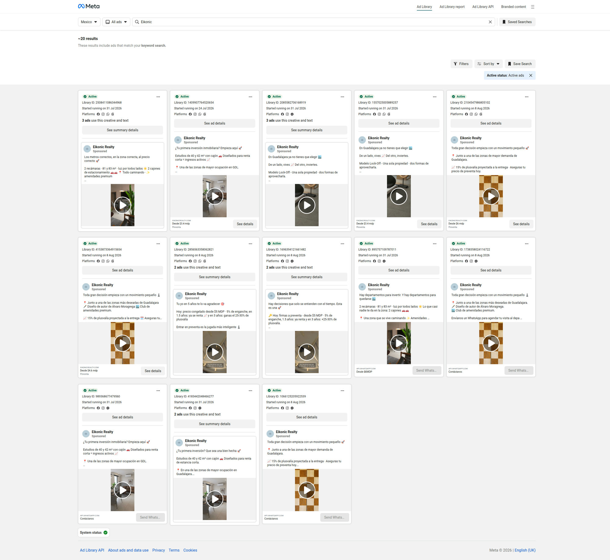 Meta Ad Library: la pauta activa de EIKONIC