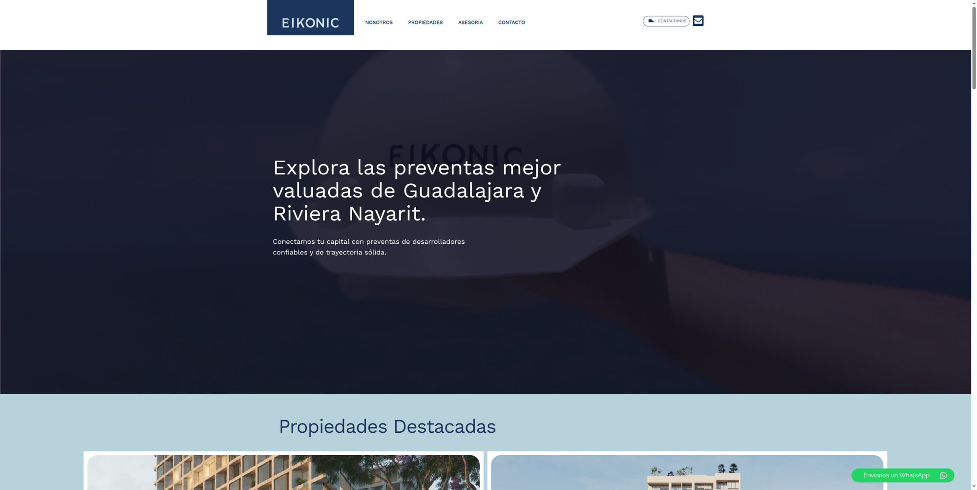 El home de eikonicrealty.com, destino de la mitad del tráfico pagado
